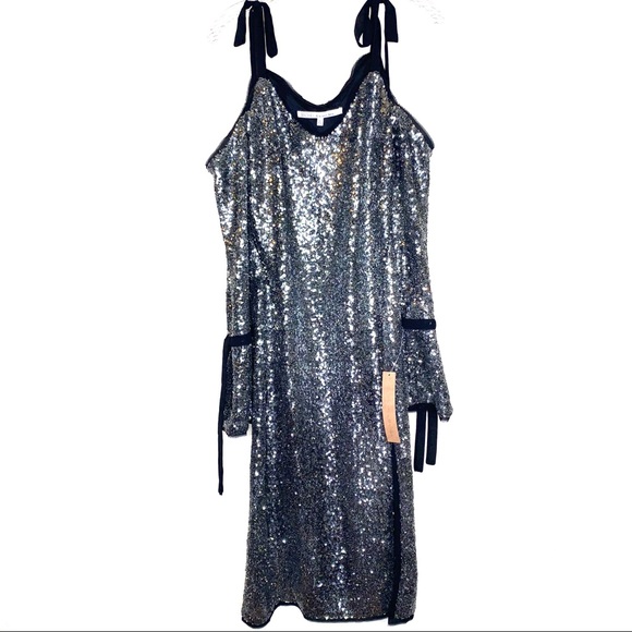 Rachel Roy Sequined Cold-Shoulder Midi Dress - Picture 4 of 9